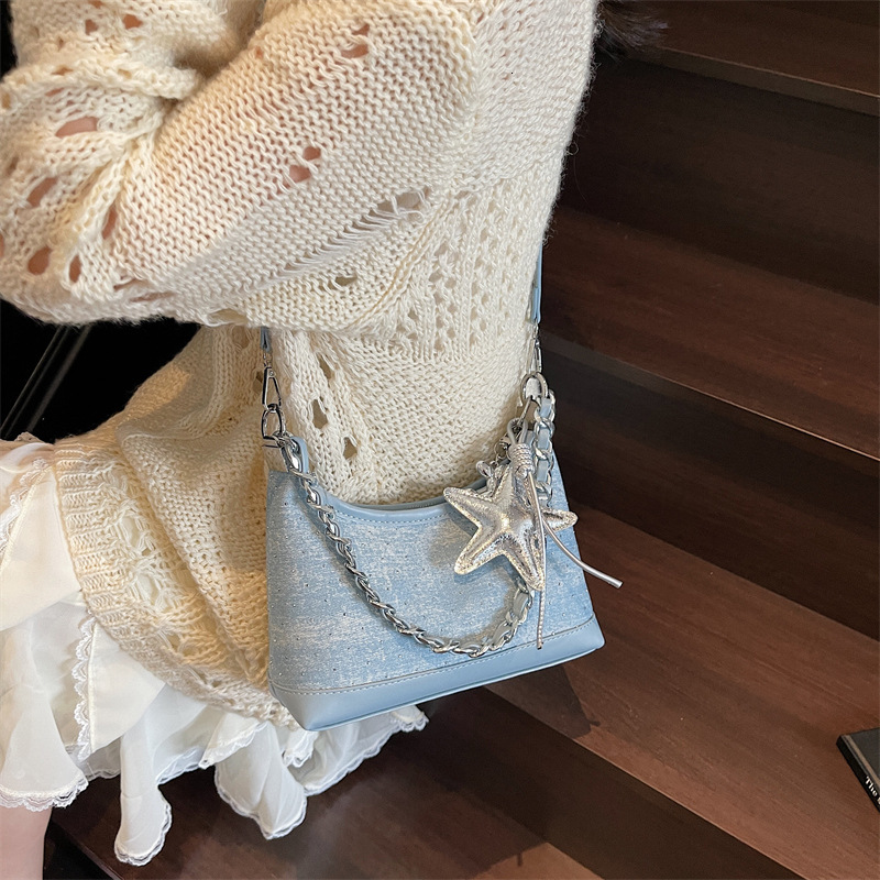 Summer 2025 New Women's Crossbody Bag Fashionable Color Block Denim Dumpling Bag Fashionable Summer New Women's Shoulder Bag New Designer Ba