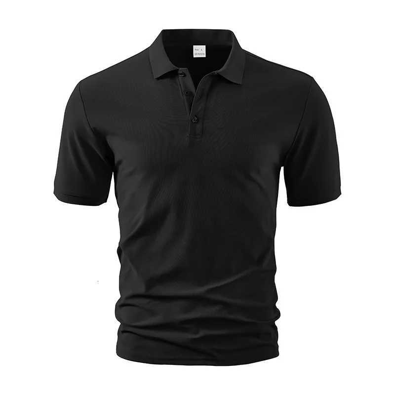 2025 New Summer High-end Mens Business Polo Shirt Breathable Solid Color Simple Loose Summer Casual T-shirt Top XJ250725