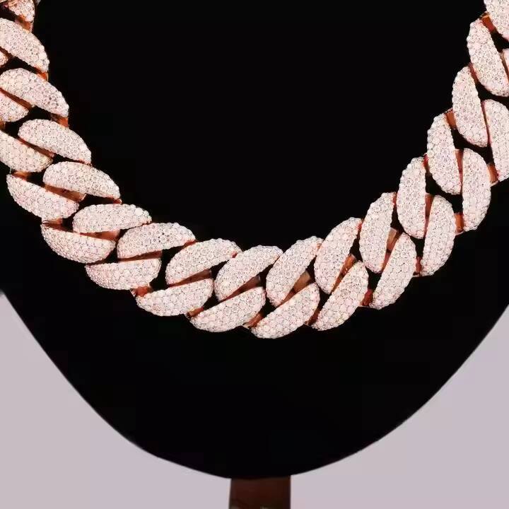 Hip Hop Moissanite Diamond Body Jewelry Trendy Cuban Link Chain With Pave Setting for Wedding Party Gift-Valentine Special