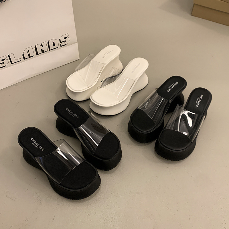 Ddmysports Summer New Thick Soled Wedge Transparent Strap Platform Fashion Outdoor Casual Beach High Heel Sandals For Women Outdoor Shoes