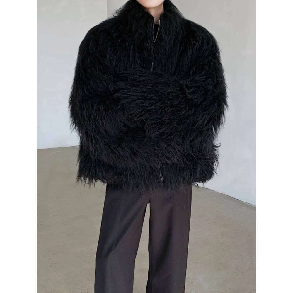 Men's 2025 Winter High-End Stand Collar Long Sleeve Thickened Cotton Jacket Handsome Trendy Environmentally Friendly Fur Clothes