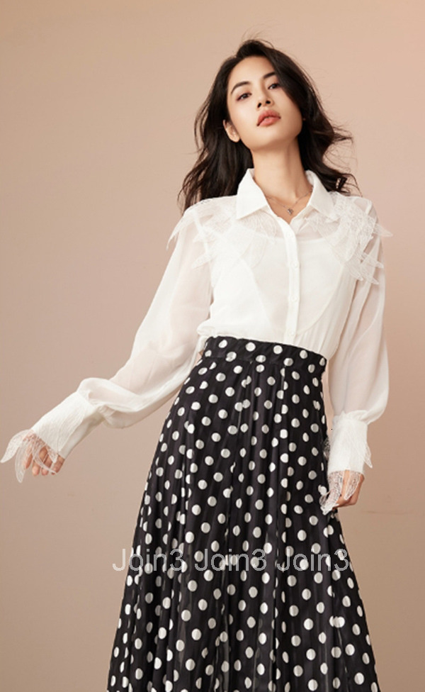 Summer New French Lace Patchwork Top Versatile Fashion White Shirt for Women 2598