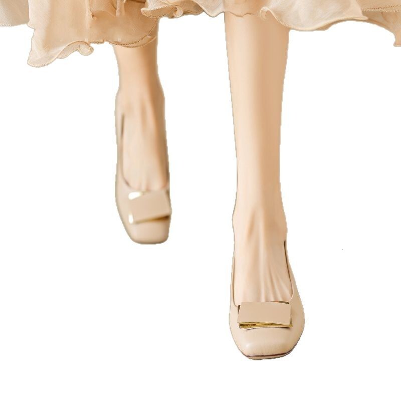 Square Toe Chunky High Heels Women 2025 Summer New French Style Mid Heel Single Versatile Elegant Mary Jane Women's Shoes ddmythur