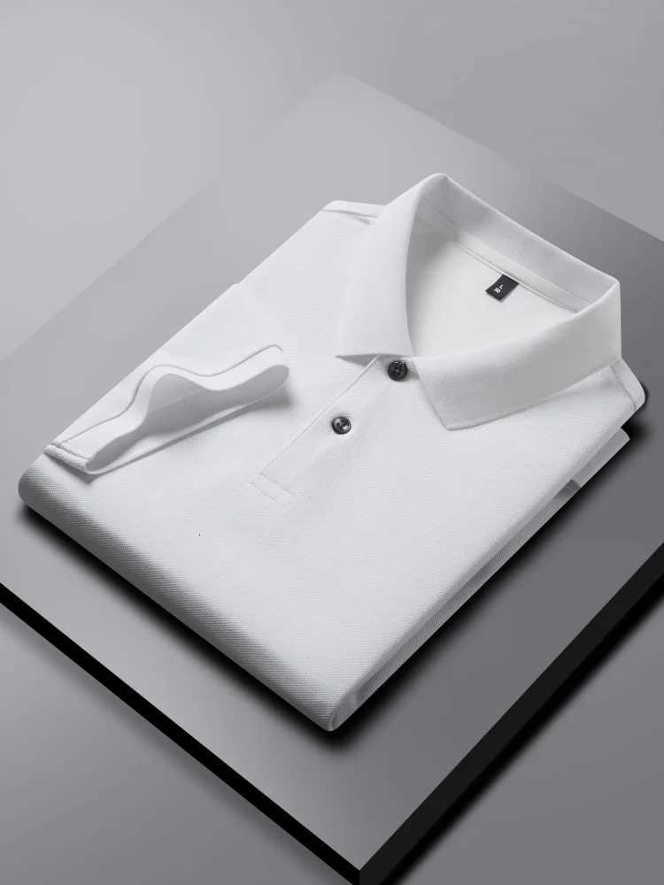 100% pure cotton boutique short-sleeved high-end mens polo shirt summer high-quality solid color tops business casual T-shirt XJ250725