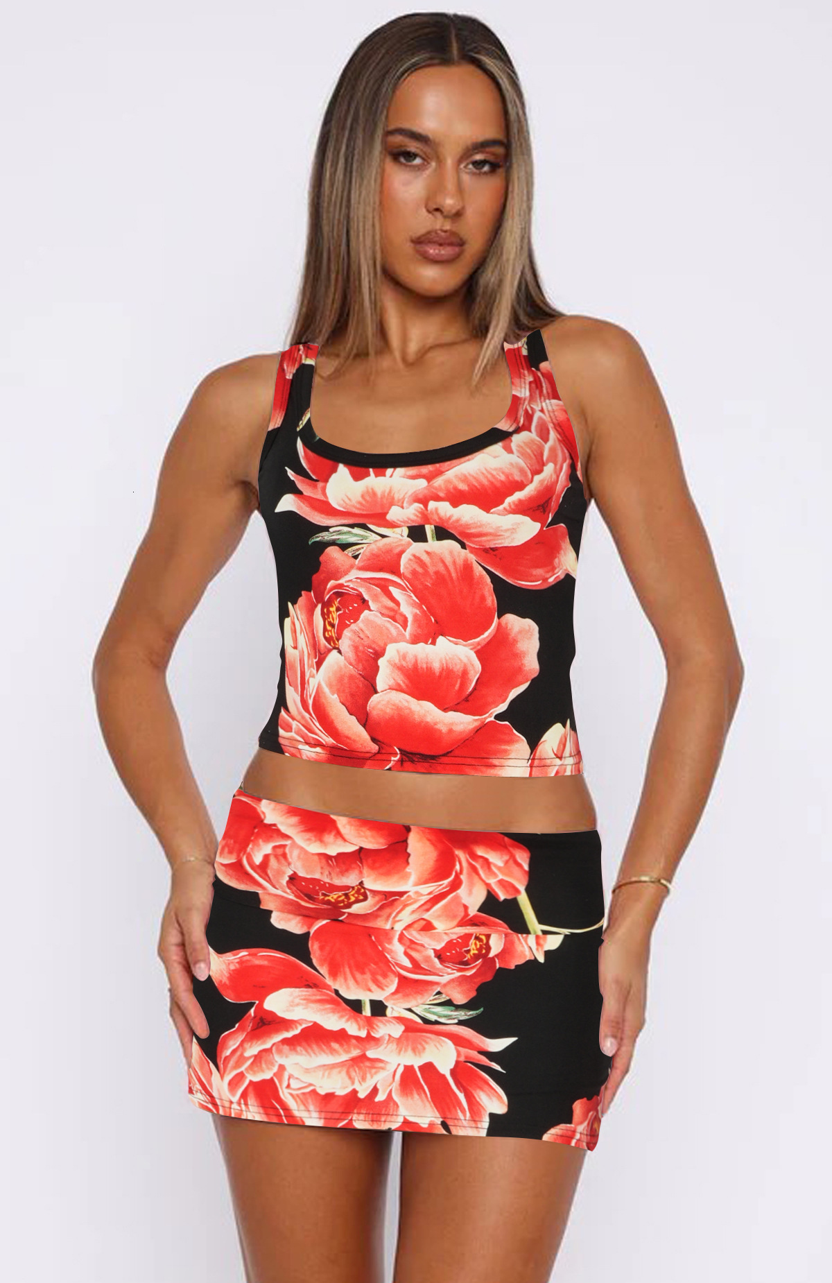 2025 Womens Fashion Slim Fit Versatile Off-Shoulder Vest for Dating and Club Wear Sexy Printed Dress