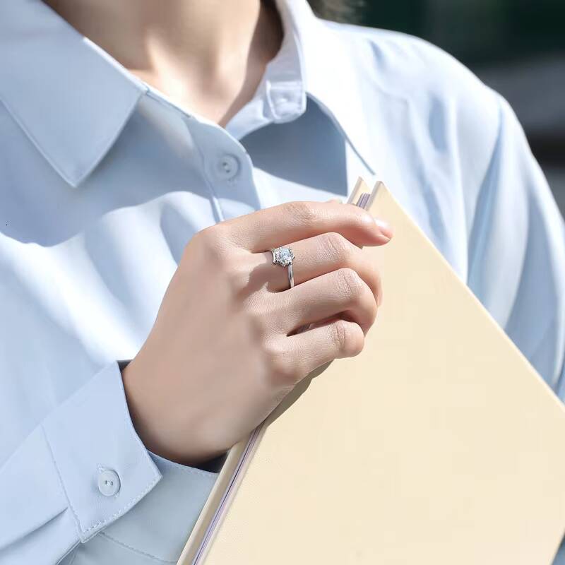 S925 Silver Moissanite Snowflake Adjustable Proposal Ring Advanced Luxury Genre Moissanite Rings