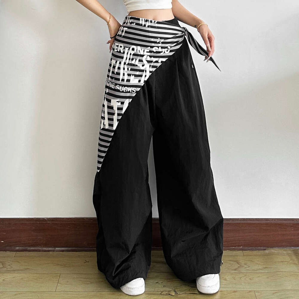 2025 Summer New Hot Girl Hip-Hop Striped Letter Fashion Casual Design Waist Decoration Women's Clothing 4ad