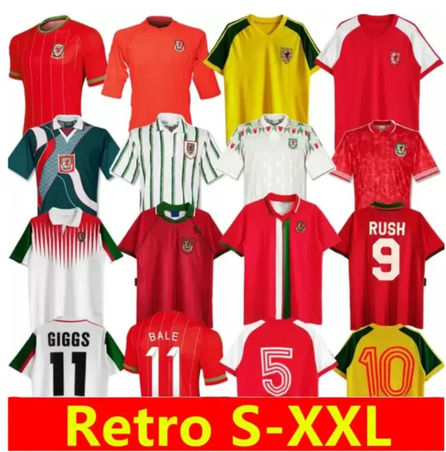 1982 1976 2000 2002 Wales retro soccer jerseys 1991 1993 1994 1995 1996 1998 15 16 Giggs Hughes BALE Rush Boden Speed vintage classic football shirt 888888
