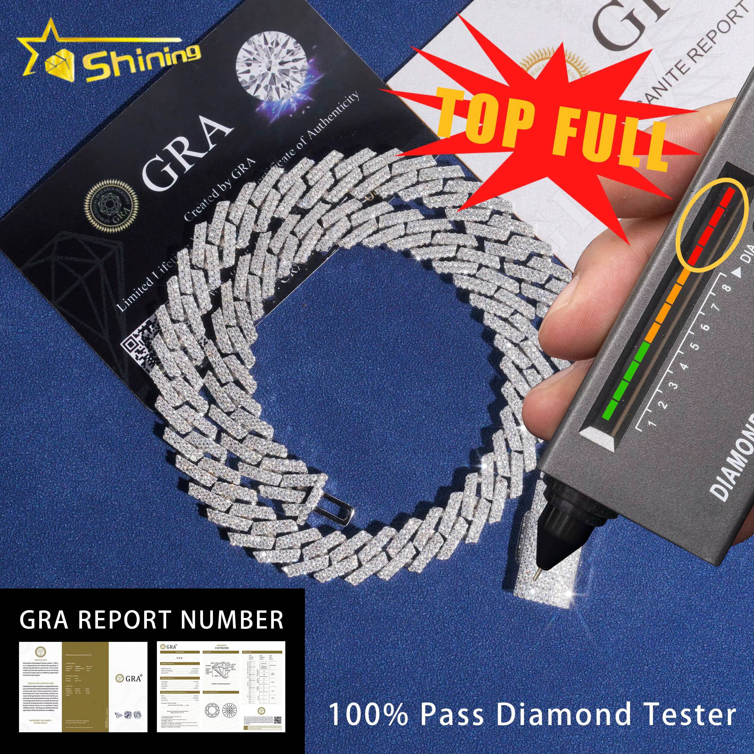 Fast Shipping 12mm Chain 925 Sterling Silver Gold Plated Hip Hop VVS D Color Moissanite Cuban Link Chain