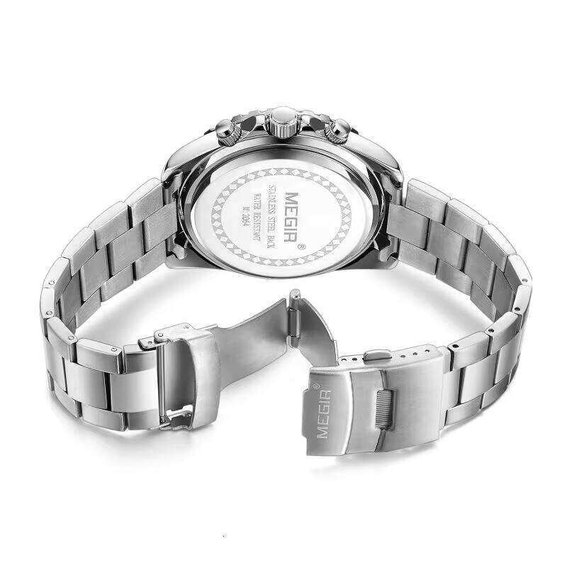 DHwatches MEGIR Men's Watch - Chronograph, Luminous, 30M Waterproof, Stainless Steel, Business Quartz Wristwatch