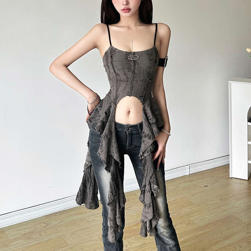 2024 Summer New Women's Solid Color Slim Fit Street Fashion Sexy Backless Tank Top 826