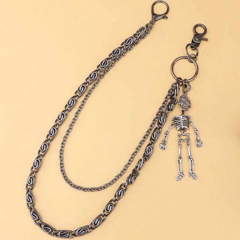 Hip Hop Fashion Skeleton Decorative Metal Waist Chain Punk Personalized Vintage Trouser Chain Double Layered Waist Chain Gifts 250722