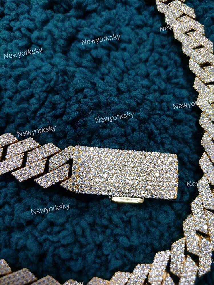 Customized 14 mm High Quality Cuban Link Moissanite Diamond Chain 925 Sterling Silver Moissanite Diamond Cuban Chain for Him Her