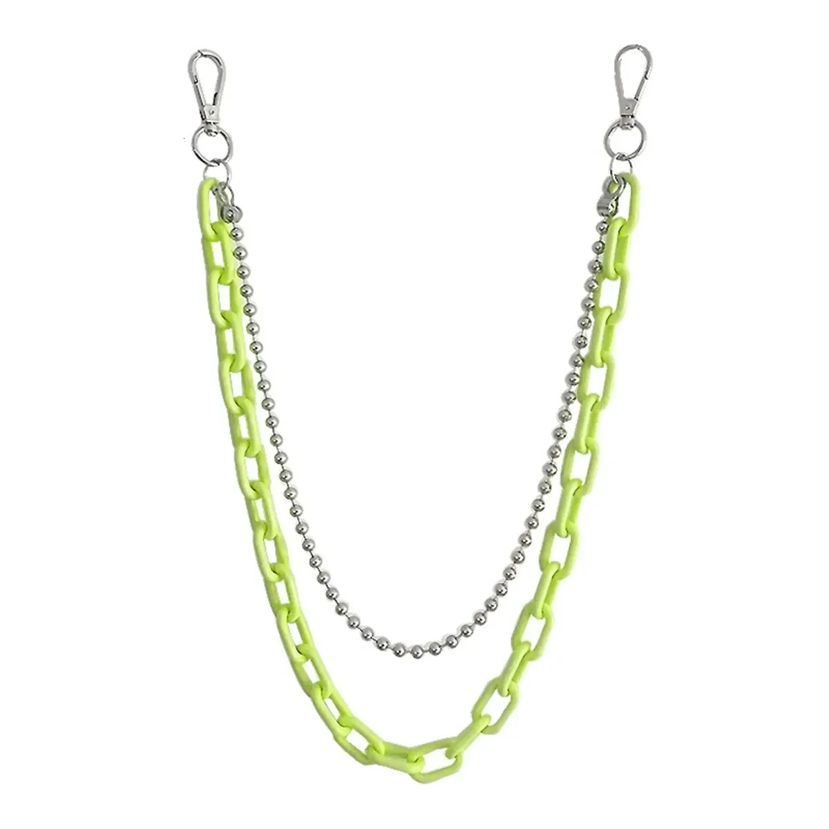 Hip Hop Punk Belt Chain Key Chain Ring Women Men Multicolor Resin Circle Heart Pendant Waist Chain Bag Car Jeans Skirts Pants 250722