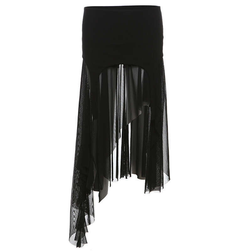 2024 Summer New Women's Solid Color Slim Fit Street Fashion High Waist Irregular Skirt 9e9