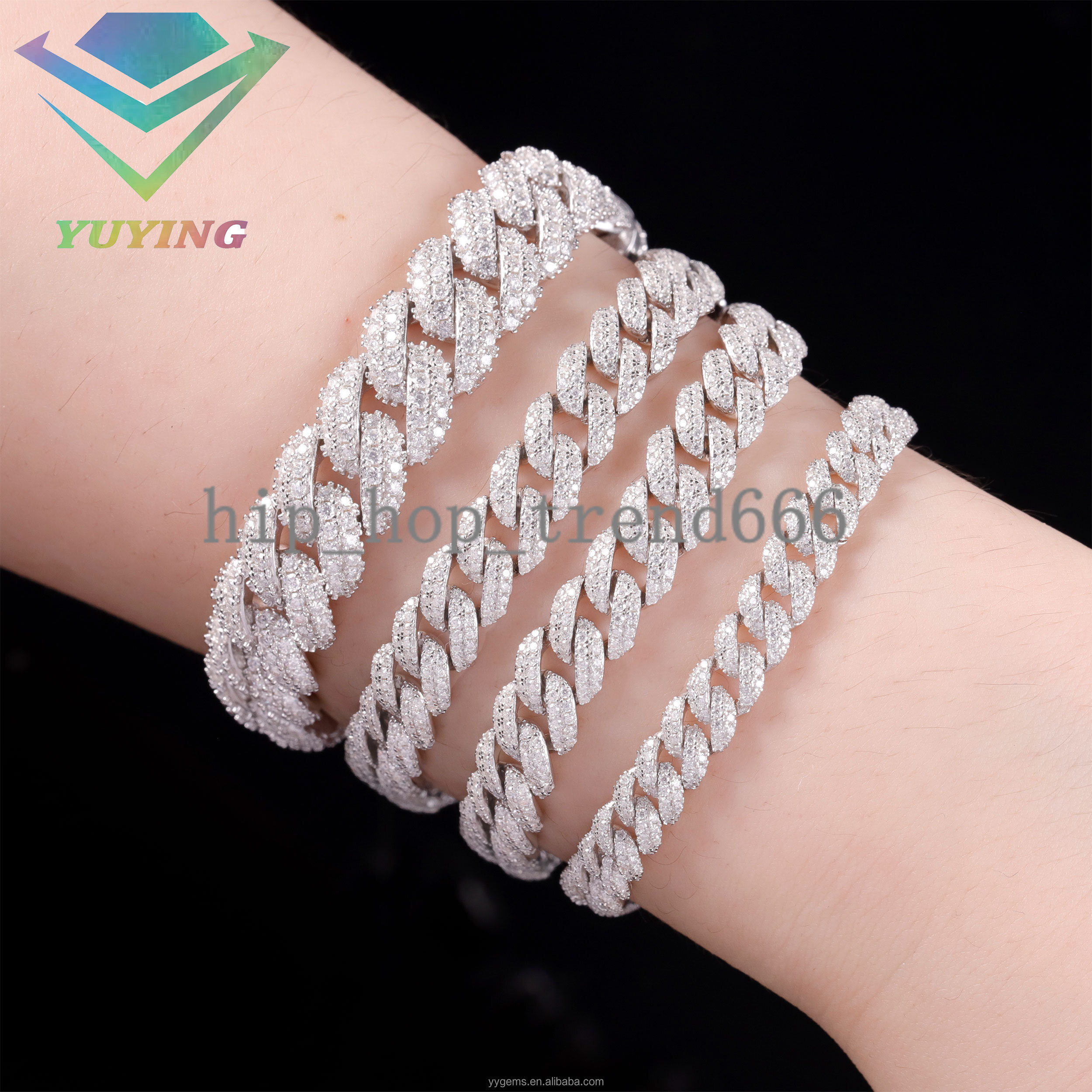 Fast Shipping Moissanite Diamond Hip Hop Jewelry 925 Sterling Silver 6mm 9mm 13mm Iced Out 2rows Cuban Link Chain Men Necklace