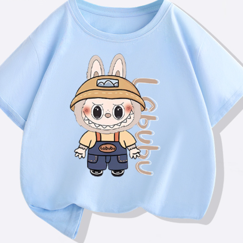 LABUBU Boys and girls short-sleeved T-shirt comfortable and soft pure cotton skin-friendly fabric children's T-shirt baby designer clothes Summer