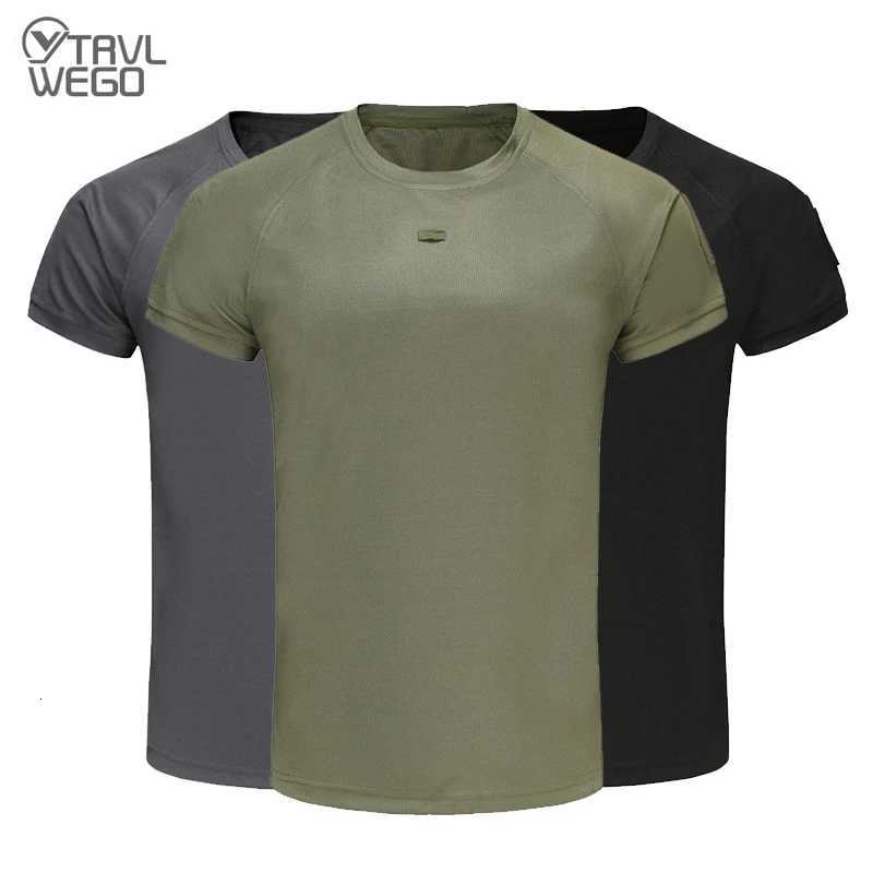 TRVLWEGO Mens Summer Fast Dry Pullerover O-Neck Breathable Tactical T-Shirt Camping Trekking Hiking Climbing Quick Dry Sport Tee Y250724