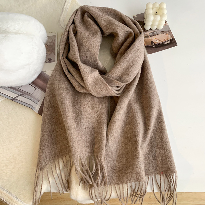 K1465 Wool scarf 100% solid color women's winter scarf atmosphere sense high-end warm versatile thick hot sale wholesale