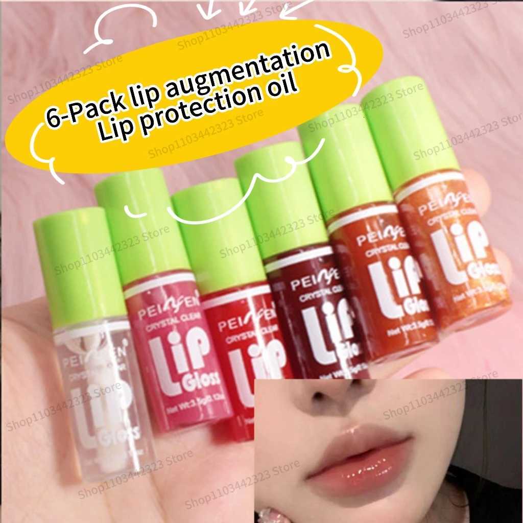 6-pack Lip Care Oil Jelly Moisturizes Lip Enrichment Oil Lasting Doodle Lip Mirror Lip Glaze Non-stick Cup Lipstick MakeupXJ250724