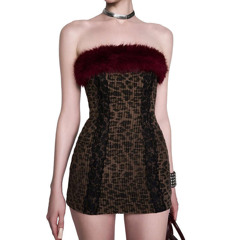 2024 Autumn Winter New Women's Solid Color Slim Street Fashion Off-Shoulder Tube Dress 76b