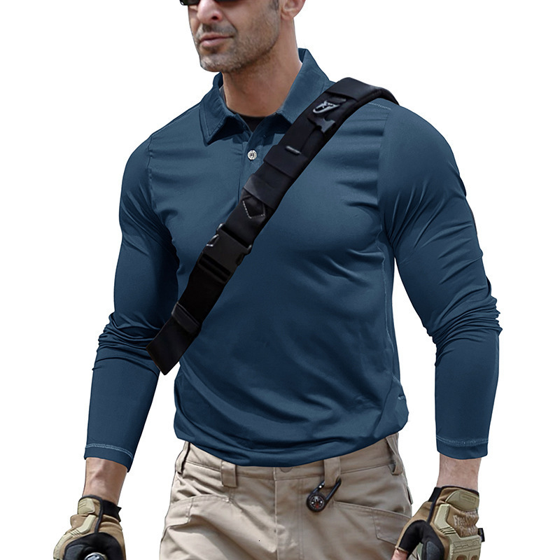 Mens Lightweight Long Sleeve Polo Shirt Performance Tactical Casual Outdoor Hiking Collared Shirts Pique Jersey Golf Shirt 250224