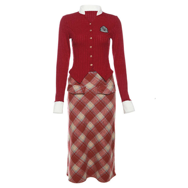 Women's Clothing 2023 Autumn Winter New Long Sleeve Turn-Down Collar Cardigan T-Shirt High Waist Bodycon Short Skirt for Women c4b
