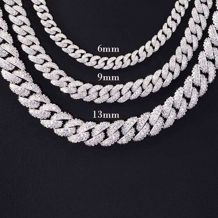 Hot-sale 6mm Ced Out Dia Chain Necklace S Sier VVS Moissanite Cuban Link Fine Jewelry Necklaces for Men Women
