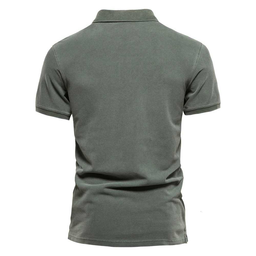 100% Cotton Solid Color Mens Polo Shirts Casual Short Sleeve Turndown Mens Shirts Fashion Streetwear Polos for Men XJ250725