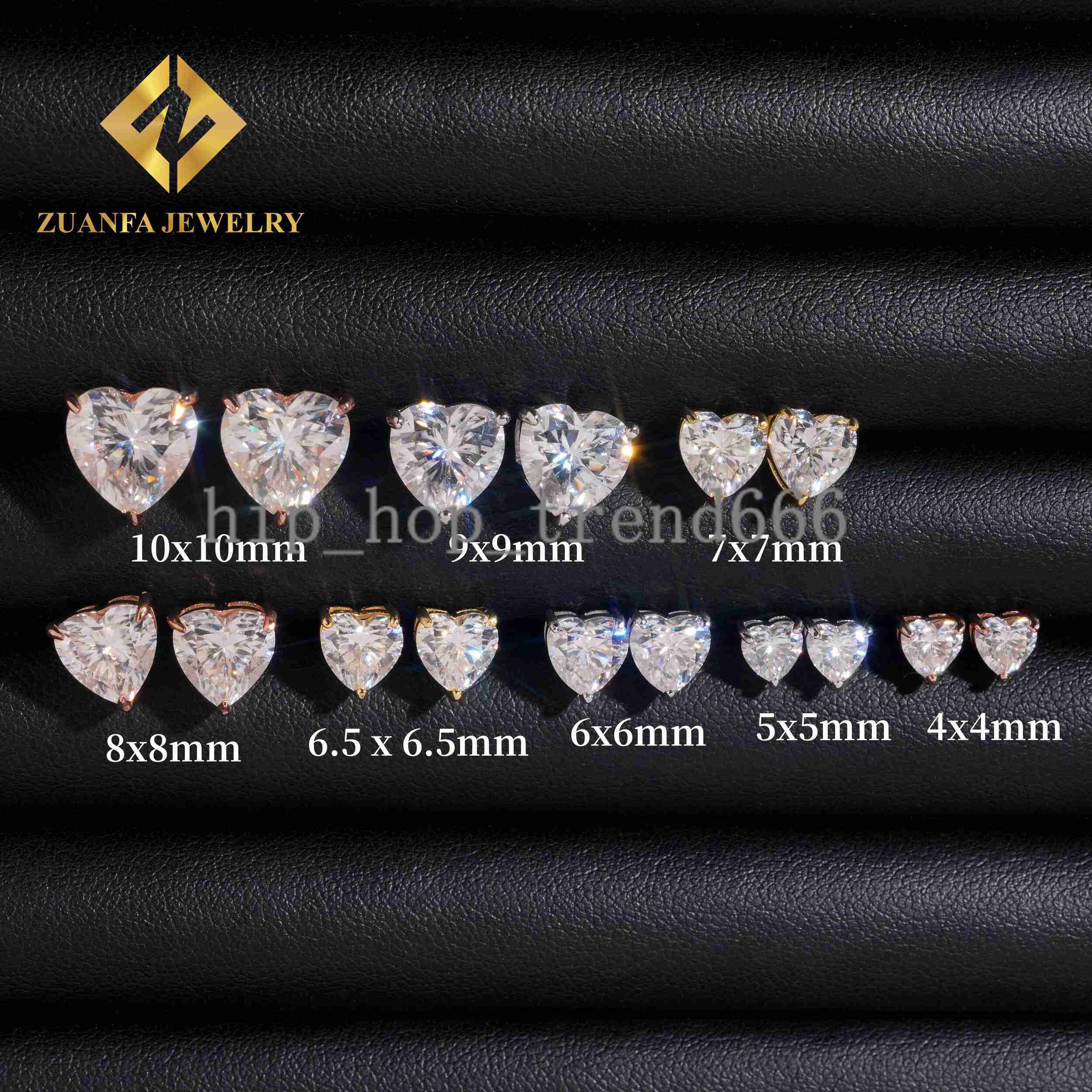 Pass Diamond Tester 925 Solid Silver D Color VVS Heart Shape Moissanite Stud Earrings Men Women Earrings Daily Wear