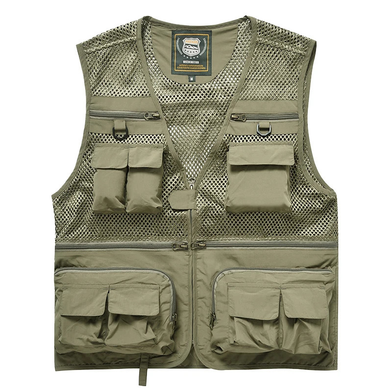 2024 Outdoor multi pocket vest pography fishing mens camisole mesh thin jacket Loose in summer 250725