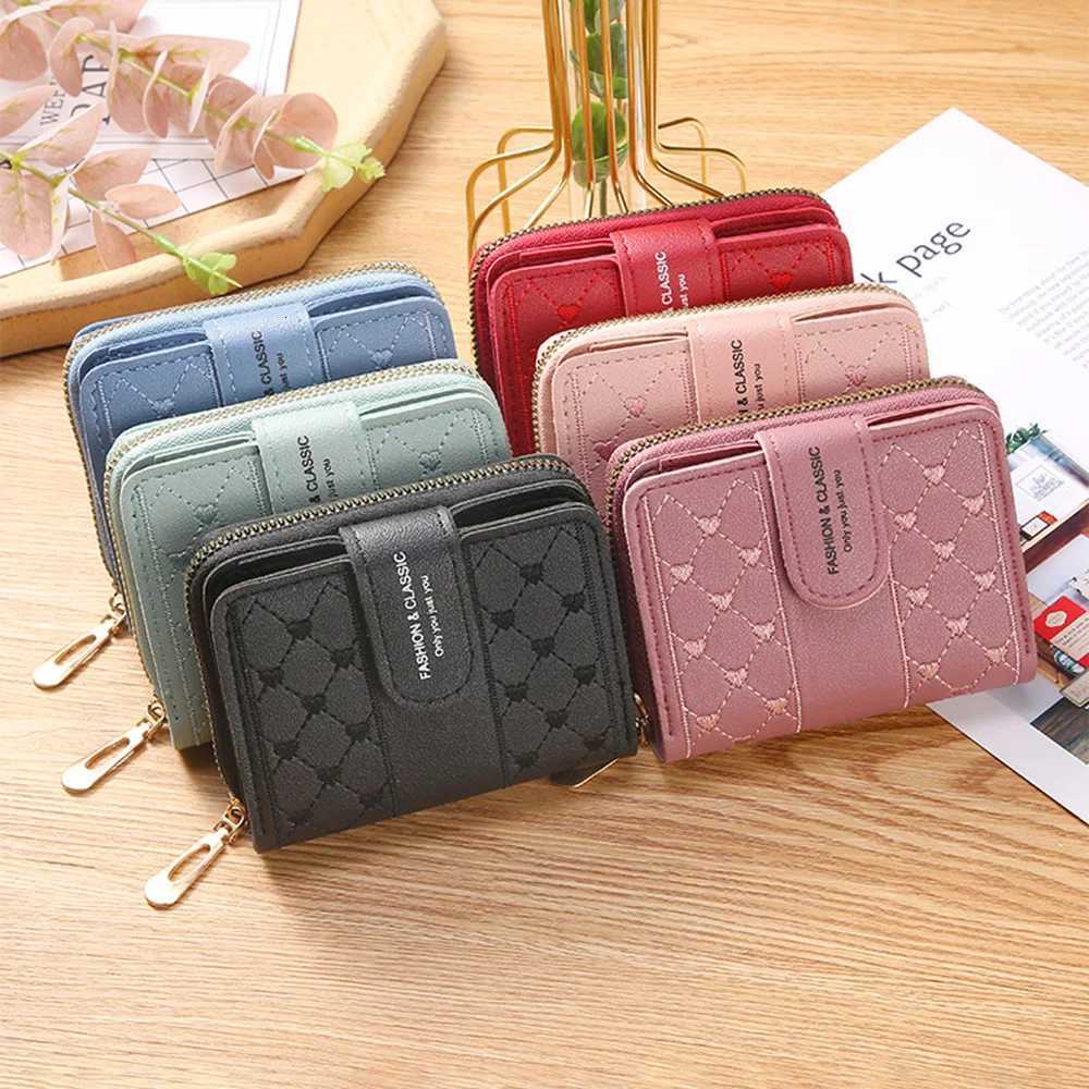1Pc Women Wallets Embroidered Love Heart Short Wallet Fashion Ladies ID Card Holders Clutch Bag ID Holder Zipper Snap Coin Purse Z250725