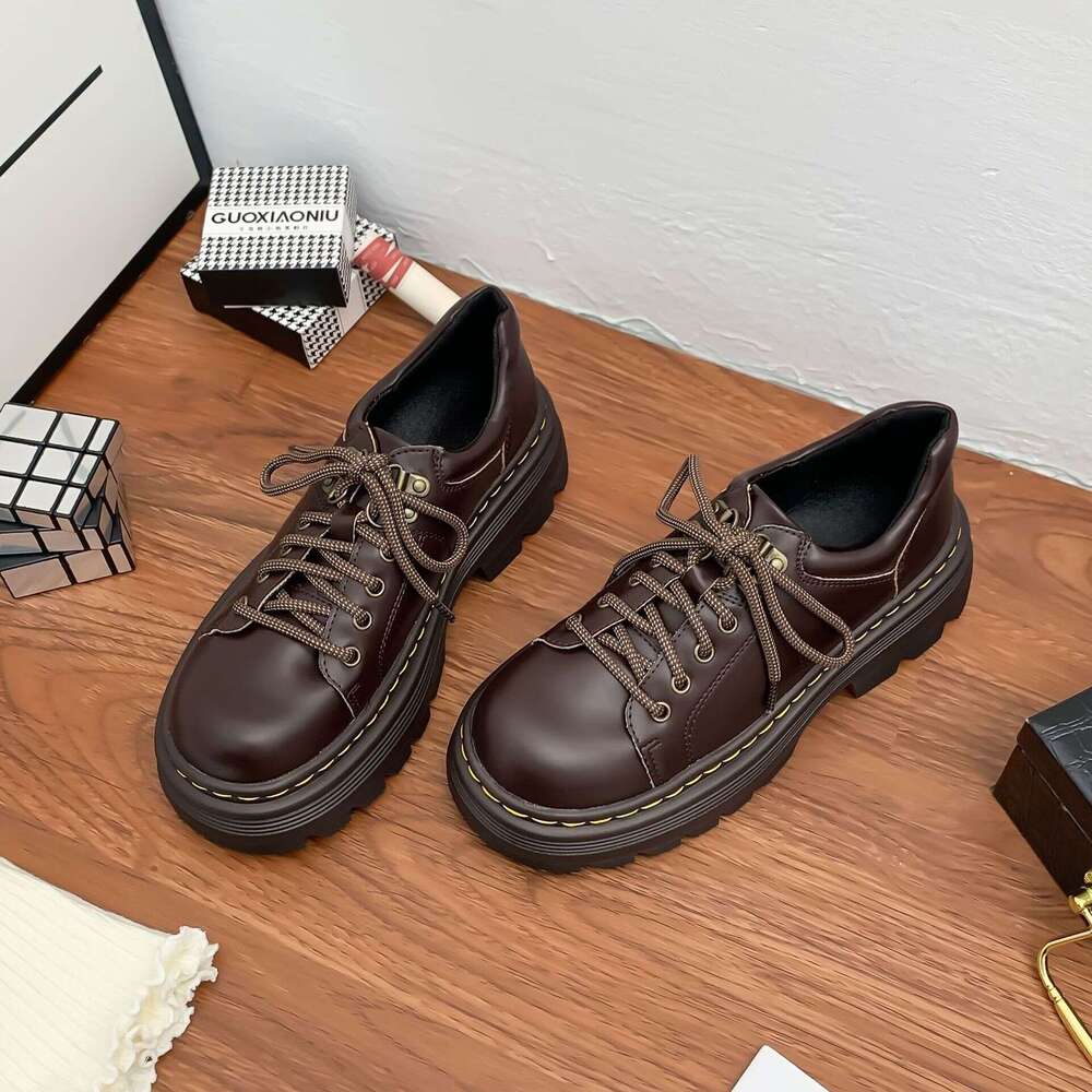 Designer Winter New Thick-Soled Small Height-Increasing Uniform Leather Shoes Petite Women, Korean Style Loafers for Women