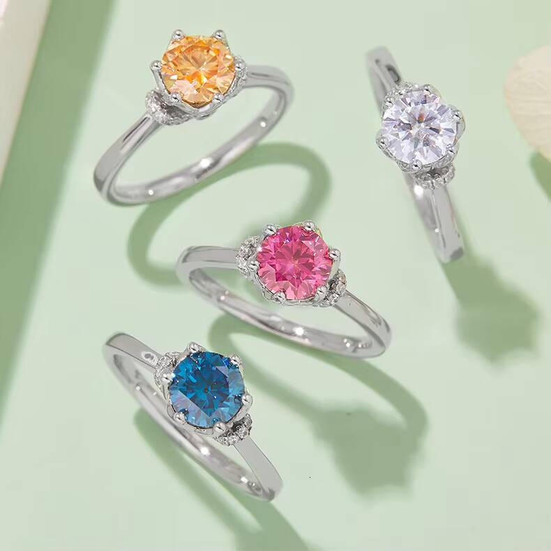 2024 Hot Sale 925 Sterling Silver D Color VVS Moissanite Diamond Rings for Women Exclusive Collection