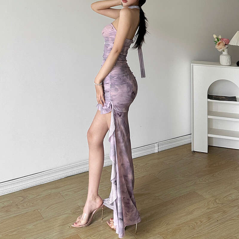 2024 Summer New Women's Solid Color Slim High Waist Fashion Off-Shoulder Tube Dress 7ca