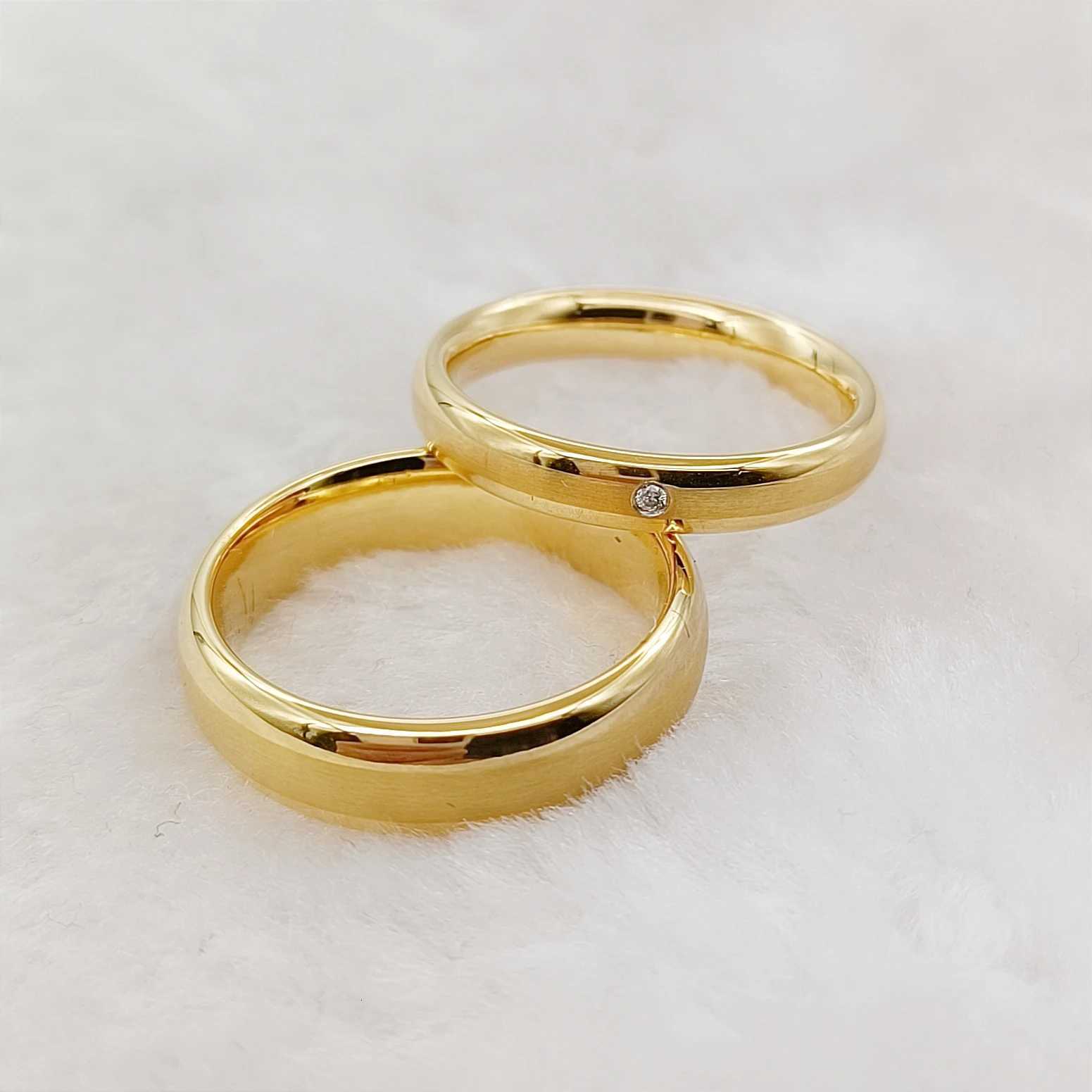 Dome wedding ring gold 18k titanium plated jewelry high-quality latest designer engagement couple ring W250417