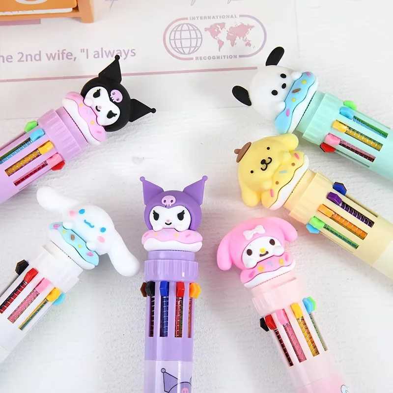 Sanrio Sanrio Kuromi Ballpoint Pen 36pcs 10-Color Marker Hello Kitty 0.7mm School Stationery Graffiti Drawing Writing Instrument w250725