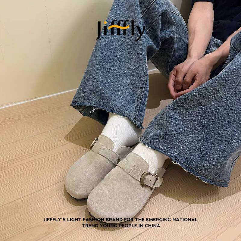 Jifffly Birkenstock Shoes for Women 2025 Summer New Style Outdoor Slip-On Thick Sole Full Cover Toe Half Slippers