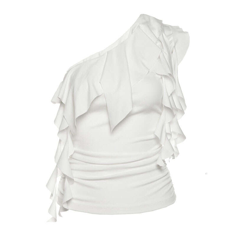 2025 New Summer Asymmetrical Shoulder Lace Trim Slim Fit Versatile Top High Waist Slimming Skirt Set for Women bac