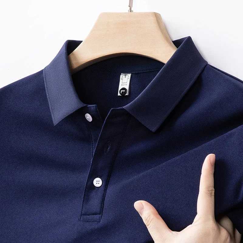 New Mens Business Casual Short Sleeved Solid Color Polo Shirt Fashionable and Comfortable Summer Versatile Top XJ250725