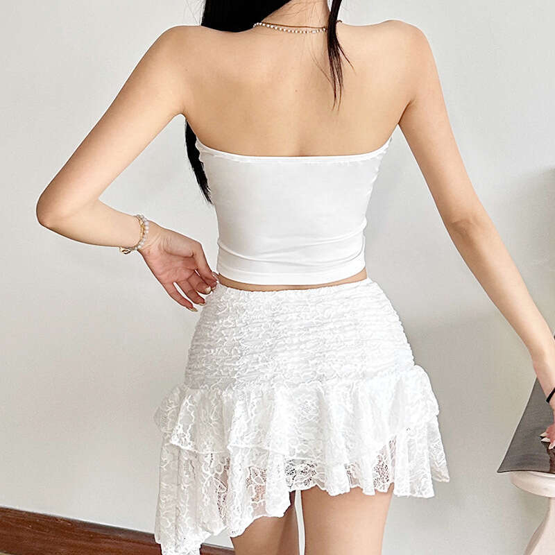 2025 Spring New Women's Fashion Solid Color Slim Street Style Off-Shoulder Tube Top Backless Vest 960