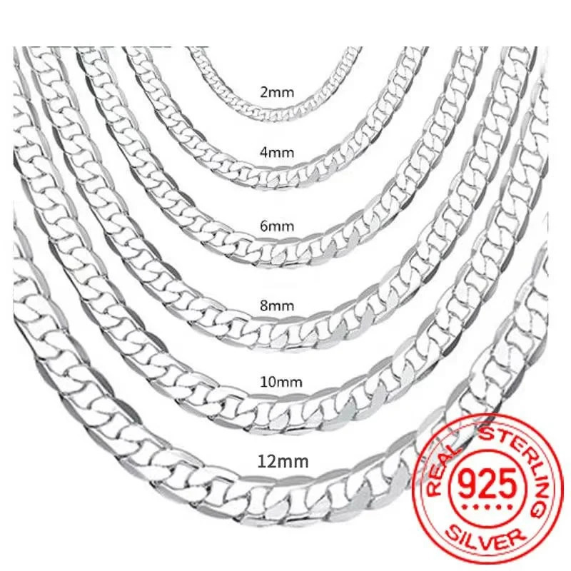 Mens 925 Sterling Silver Necklace 281012MM 4075cm Face Chain Lobster Clasp Men Women Engagement Jewelry Gifts 250716