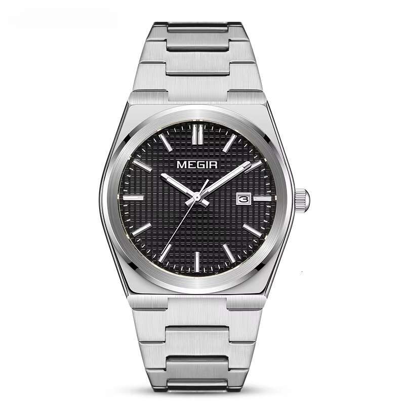 DHgargets MEGIR Men's Business Watch - Digital-Analog, Luminous, 30M Waterproof, Stainless Steel, Quartz Wristwatch