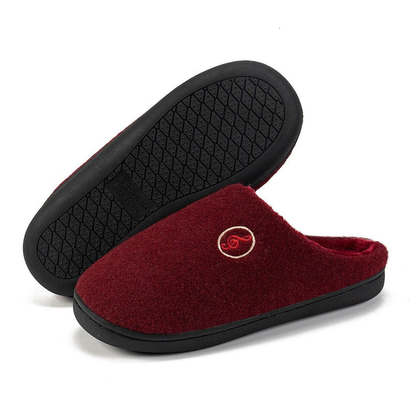 Musical Note Furry Home Warm Fleece-Lined Men's Women's Indoor Thick Cotton Slippers