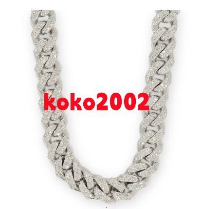 10mm Moissanite Cuban Link Chain 14K White Gold Three Tone VVS Best High-Polished Silver Icedout Chain for Pearl Necklaces