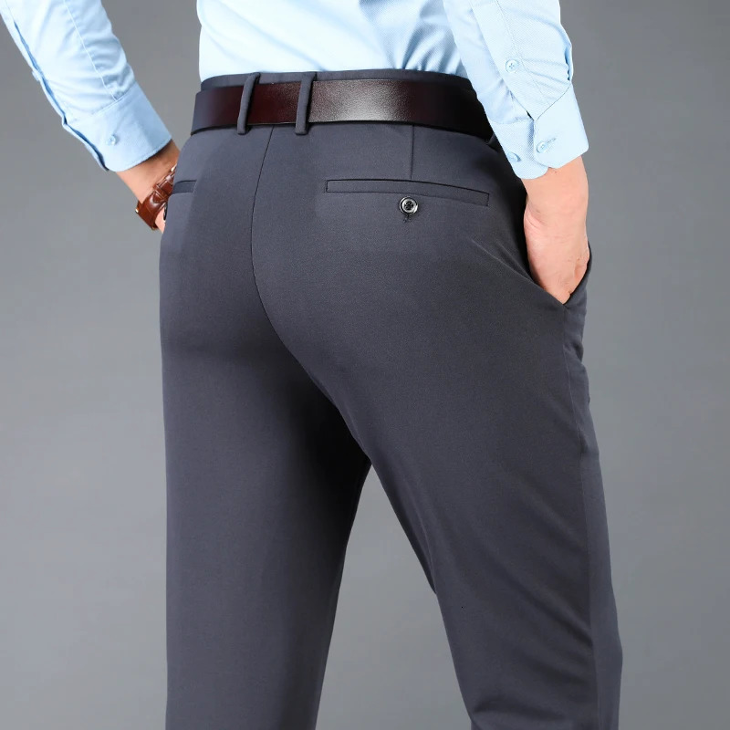 Mens Business Casual Pants Spring Summer Elastic Trousers Office Suit Quick Dry Formal Breathable Comfortable 250725