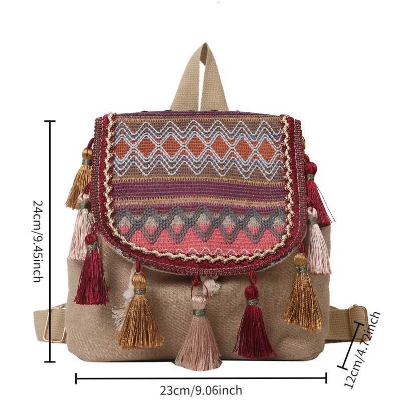 fringe natural style backpack bag fem fi personality commuting leisure senior sense travel backpack Y250724