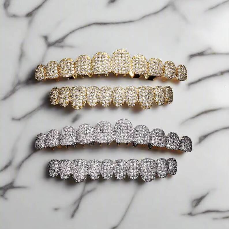 Custom 925 Silver Iced Out VVS Moissanite Grillz Teeth Can Diamond test Men Hiphop Jewelry rapper grillz iced out grillz