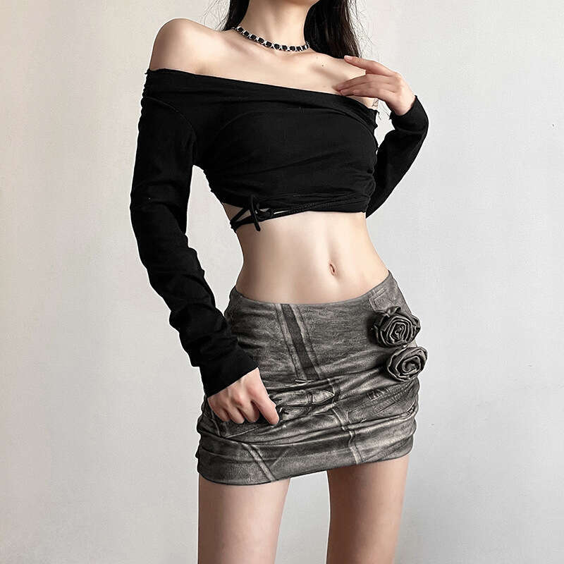Women's Fashion 2023 Autumn Winter New Street Style Sexy High Waist Bodycon Skirt f1f