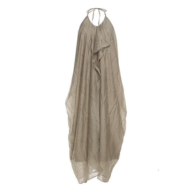 2025 Summer New Pure Desire Sexy Backless Halter Tie Loose Elegant Versatile Dress for Women 52a